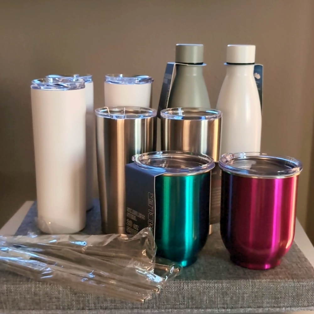 Lot of Stainless Steel Tumblers & Bottles